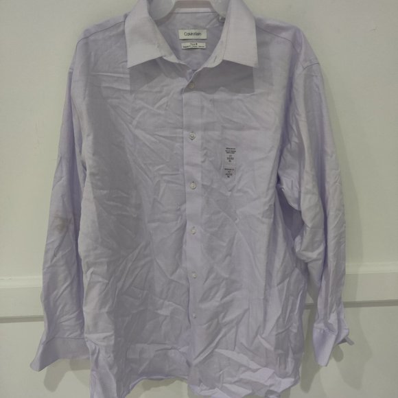 SOILED Calvin Klein Mens Regular Fit Non Iron Dress Purple Sz 17 32/33 $75 2A153 - Picture 1 of 4